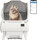 Automatic Cat Litter Box Self Cleaning - App Control, Open-Design, Smart Health Monitor, Suitable for Medium Cats and Kittens, Anti-Pinch Safety, Quiet Operation - White