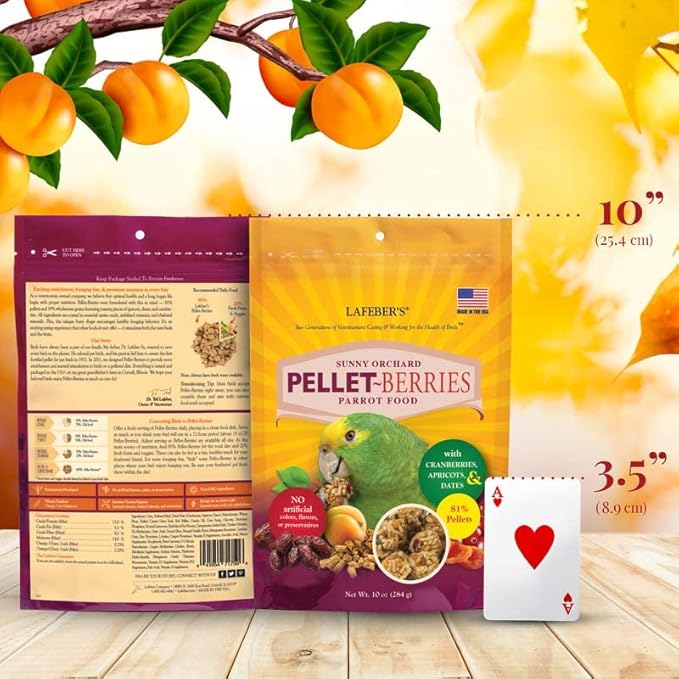 LAFEBER'S Pellet-Berries Pet Bird Food, Made with Non-GMO and Human-Grade Ingredients, for Parrots (10 oz Pack of 2)