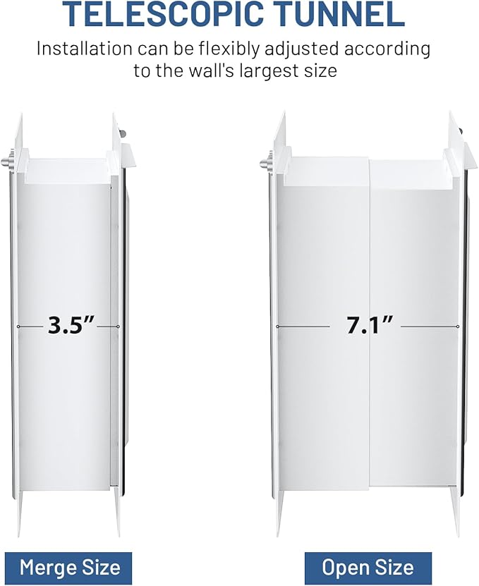Dog Door for Wall Steel Frame, Telescoping Tunnel & Double Food-Grade Silicone Flaps Pet Door, Doggy Doors with Secure Lock (Pets Up to 40 lbs) - Medium