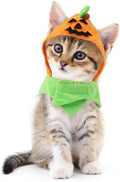 Idepet Cat Costume Pumpkin Hat for Cats, Adjustable Halloween Cap Hat Cute Pumpkin Cloak Outfits for Kittens Puppies