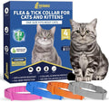 4 Pack Flea Collar for Cats, 32 Months Flea and Tick Prevention for Cat, Waterproof Cat Flea Collar, Natural Flea Treatment, Adjustable Fleas and Ticks Collars for Cats Kittens(4 Colors)