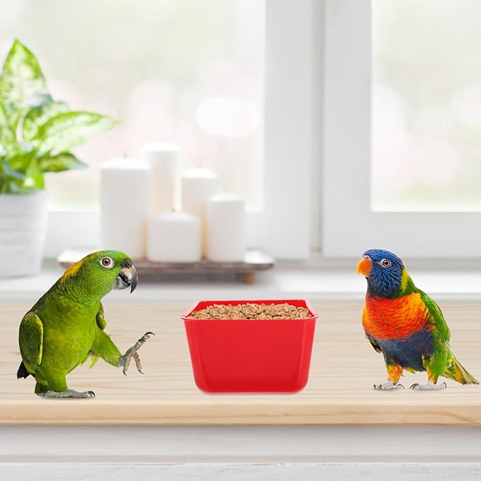 Kisangel 6pcs Hanging Bird Cage Feeders with Clamp Colored Water Bowls for Parrots Chickens Pigeons Indoor Bird Feeding and Watering Supplies