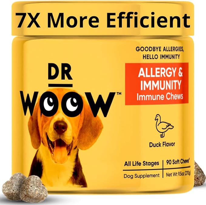 Dog Allergy & Itch Relief Supplements Soft Chews (90 CT) – Seasonal Allergy Support + Hot Spot & Skin Comfort – Omega 3 Salmon Oil + YEA-SACC – Made in USA