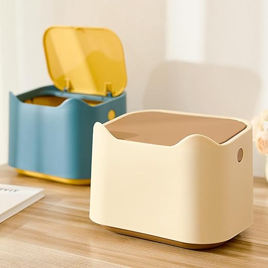 ZASCHMOY LUCKDANO Small Cat Litter Bin Press Seal Lid Airtight Odor Control Pet Waste Container 7.09x4.92x5.12in Compact Size for Home with Thickened PP Material