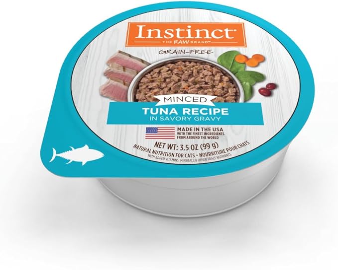 Instinct Original Minced Natural Wet Cat Food, Grain Free Recipe - Real Tuna, 3.5 oz. Cups (Pack of 12)