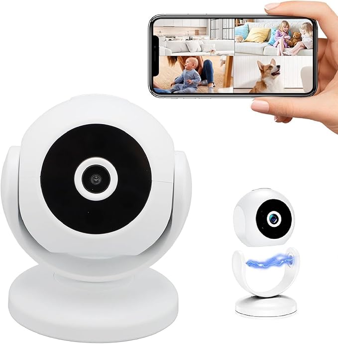 Bewinner 2K Indoor Security Camera, 360 Degree Cameras for Home Security Indoor with Motion Detection, Pet Camera with Phone App