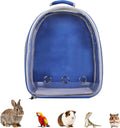 Transparent Parrot Backpack,12 Holes Ventilate Space Capsule Carrier,Stick Wooden Standing Perch,Portable Double Shoulder Outdoor Pet Backpack Carrier for Birds and Pets (Blue,Without Stick)
