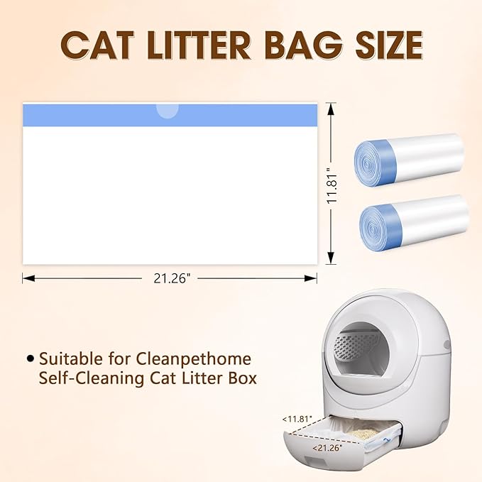 40 Count Extra Large Cat Litter Box Liners, Litter Waste Receptacles Bags for Giaceaw Self Cleaning Cat Litter Box