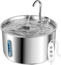 Cat Water Fountain Stainless Steel, 135oz/4L with Adjustable Pump & 3 Flow Modes, Ultra-Quiet Automatic Cat Dog Water Dispenser, Large Capacity Water Fountain for Cats, Dogs, Multiple Pets