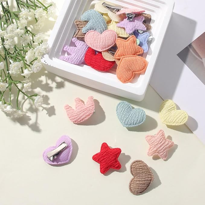 Small Dogs Hair Clip,30pcs (30colors) Heart Star Crown Shaped Puppy Dog Hair Bows with Barrette Small Pet Grooming Girl Doggy Accessories Gifts (Hair Clip)