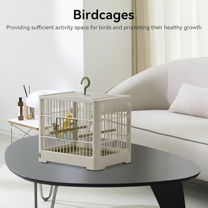 Travel Bird Cage - Portable Bird Carrier, Lightweight Detachable Tray | Hook Handle Container, Secure Travel Case for Lovebirds, Parrots, Finches, Parrotlets, Vet Visits, Outdoor Adventures