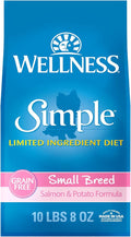 Wellness Simple Limited Ingredient Small Breed Adult Dry Dog Food, Grain Free Kibble, Sensitive Stomach, Skin & Coat Support, Natural, Chicken Free, Salmon and Potato Recipe, 10.5 lb Bag