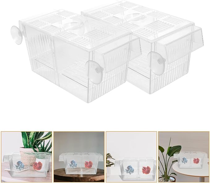 ERINGOGO 2pcs Fish Hatching Box Aquarium Divider Double-Layer Self-Floating Fish Breeding Tank Incubator for Fry