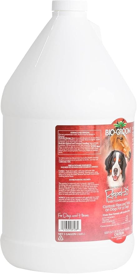 Bio-Groom Repel-35 Flea & Tick Dog Spray - Flea and Tick Prevention Treatment for Dogs, Cruelty-Free, Made in USA, Natural Repellent, Fly Spray for Horses - 1 Gallon