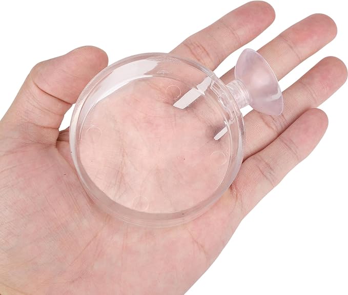 Fish Tank Feeder Dish with Suction Cup, Transparent Acrylic Aquarium Shrimp Feeder Dish with Suction Cup for Shrimp Fish and Aquatic Pets Aquarium Tanks Feeding