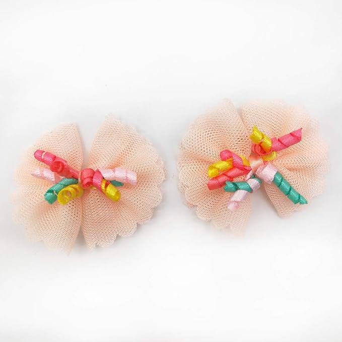 Sufermoe 32 Pcs Multicolored Dog Hair Bows with Rubber Bands, Hair Grooming Top Knots Pet Hair Accessories for Pet Cat Dog