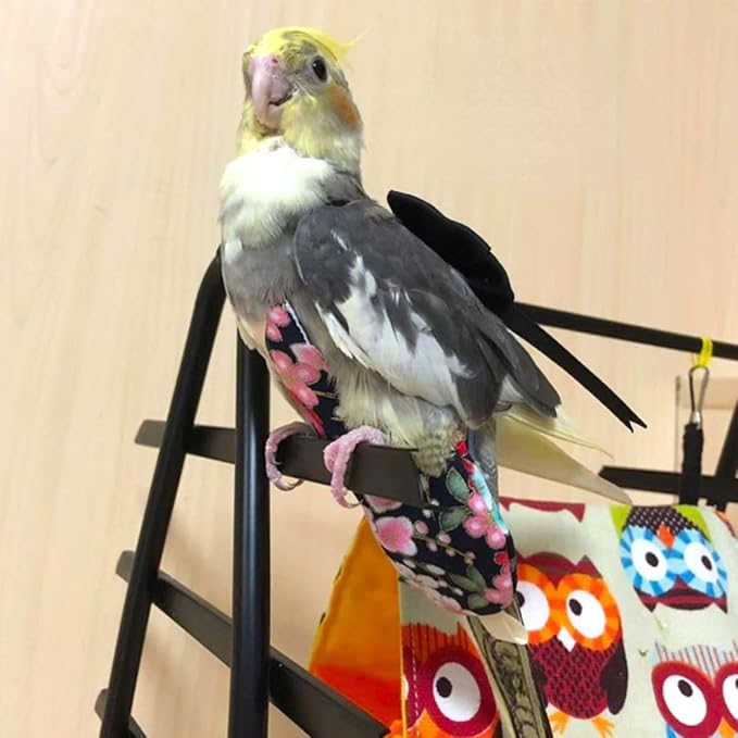 Bird Flight Suits Diapers, Parrot Flight Suits Diapers for Quaker Parakeets Cockatiels Flight Suits, Parrot Clothes (Black,L)