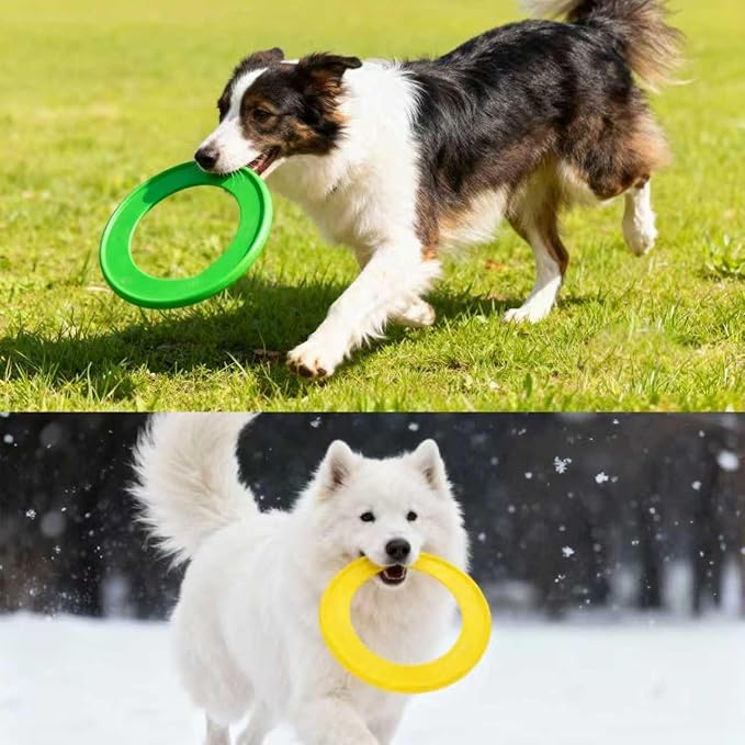 Dog Flying Disc, 4 Pack Dog Toy Gift Set for Medium & Large Dogs, Floating Frisbee for Water Pool Beach, Lightweight Soft Frisbee for Fetch, Tug of War, Catch, Play, 8.5 inch