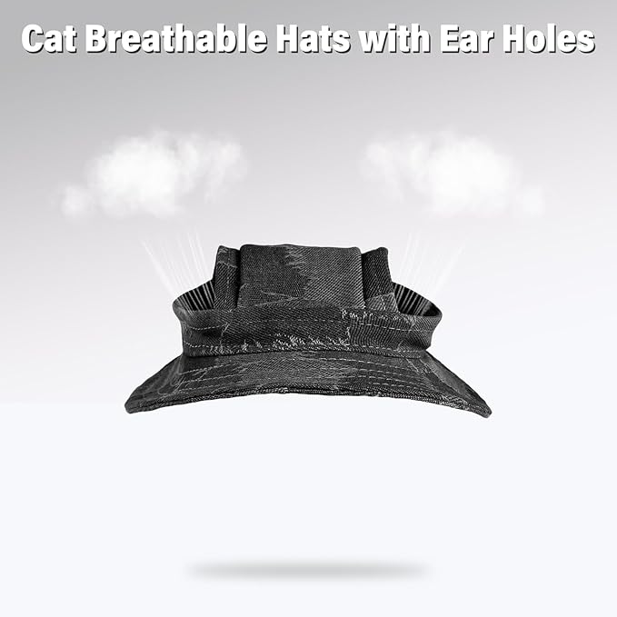 DENTRUN Cat Hats for Cats Only, Cat Cowboy Hats with Ear Holes Tiny Pets Birthday Party Costume, Cat Headwear Mini Cowboy Hat, Funny Sombrero Kitten Hat Chihuahua Beanie Cap Party Decorations