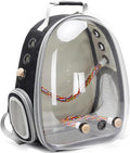 Bird Carrier Backpack, Portable Pet Travel Cage, Transport Bag for Parrots, Small Birds (Black, BBP)