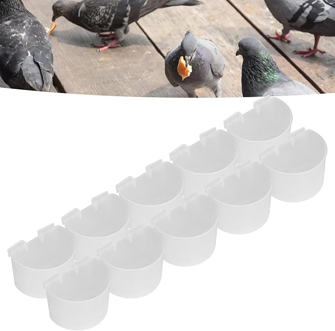 Zerodis Pigeons Feeding Cups, Plastic Bird Dish for Watering and Feeding, Easy to Hang Supplies for Bird Breeders and Pet Owners (L)