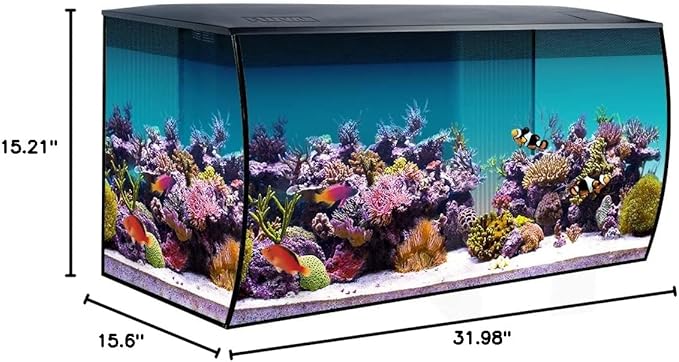 Fluval Flex 32.5 Marine Salt Water Aquarium Kit - Fish Tank for Fish, Coral & More - Comes with LED Lights, Filtration System & More - 32.5" x 15.75" x 15.35" - 123 L, 32.5 Gal. - Black