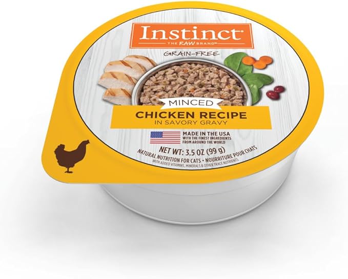 Instinct Original Minced Natural Wet Cat Food, Grain Free Recipe - Real Chicken, 3.5 oz. Cups (Pack of 12)
