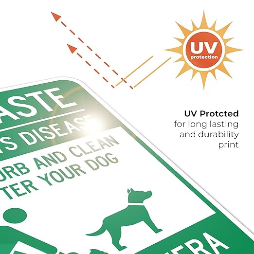 Pet Waste Leash-Curb and Clean Up After Your Dog Under Camera Surveillance Sign, 18x24 Inches, 55 mil Thick HDPS (high Density polystyrene), Made in USA