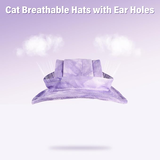 DENTRUN Cat Cowboy Hats with Ear Holes - Mini Sombrero Kitten & Chihuahua Hats for Tiny Pets - Fun Birthday Party Costume & Decorations