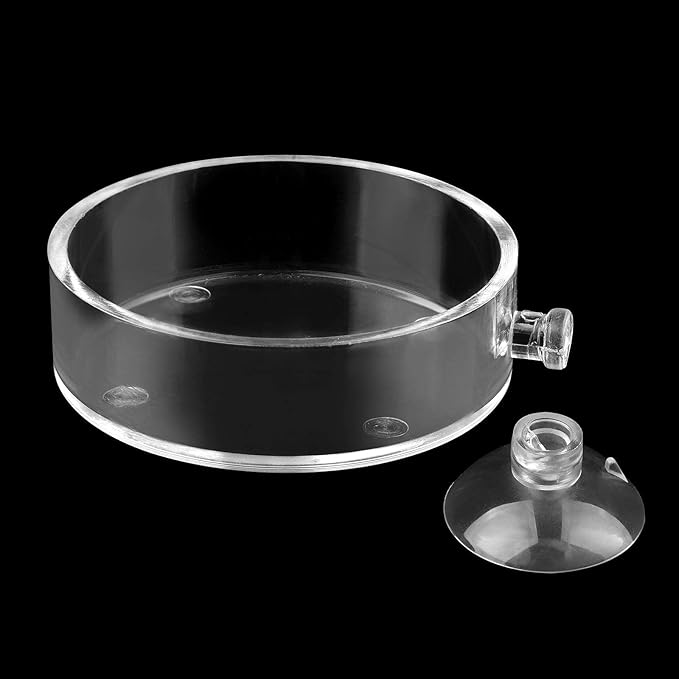 Aquarium Shrimp Feeder Dish Round Fish Tank Feeder Bowls Clear Aquarium Feeding Cup with Suction Cup
