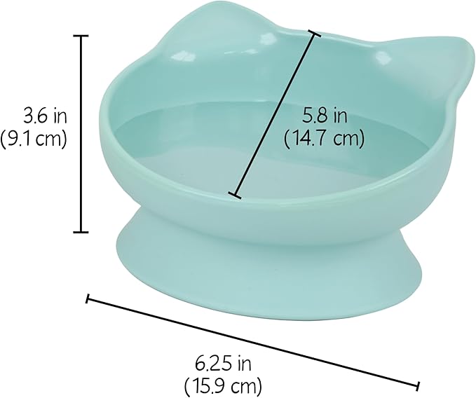 Kitty City Elevated Cat Bowls (Set of 2), Whisker-Friendly Raised Cat Food & Water Dishes, Modern Pedestal Design, Dishwasher Safe, 10.8 oz Each – Pink & Teal