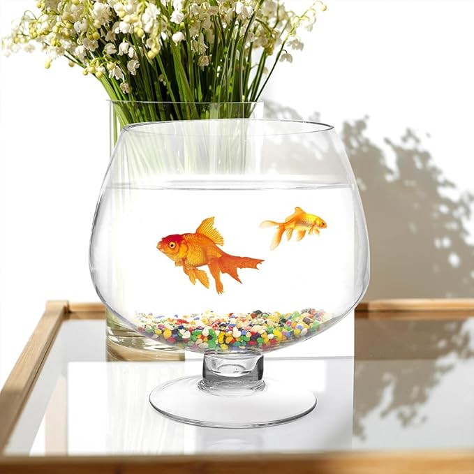 Transparent Glass Fish Bowl Vase, Multi-Function Betta Tank, Desktop Goldfish Aquarium, Hydroponic Plant Pot, Wine Glass Shape, Home Office Decor