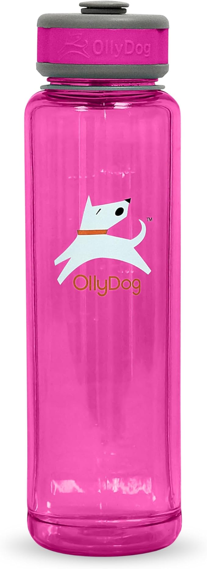 OllyDog OllyBottle | Tritan Dog Water Bottle with Detachable Bowl | BPA Free Leakproof Pet Dispenser | Hiking Travel (1L, Hot Pink)