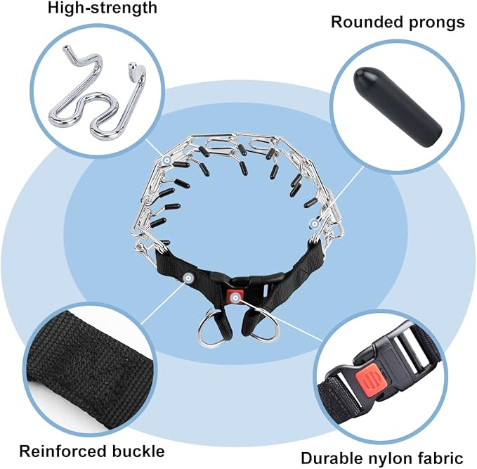 CBBPET Dog Prong Collar, Adjustable Dog Training Collar with Quick Release Buckle for Small Medium Large Dogs