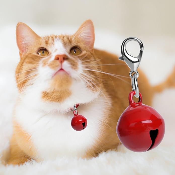 Amabro Pet Bells for Collar, 10 PCS Round Bells with Loud Crisp Sound, Multicolor Cat Dog Collar Charm Pendant Accessories for Christmas Decoration