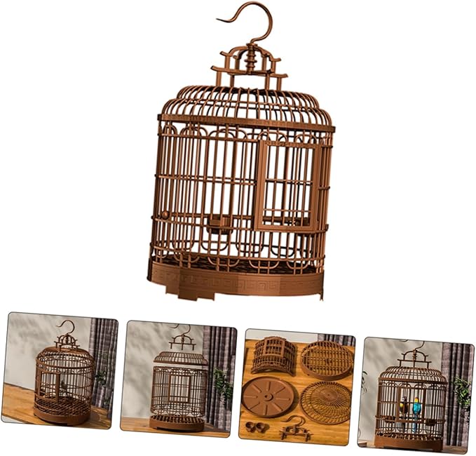 Retro Plastic Large Birdcage Villa Portable Travel Cage for Lovebirds Budgie Parrot Cage Bird Carrier