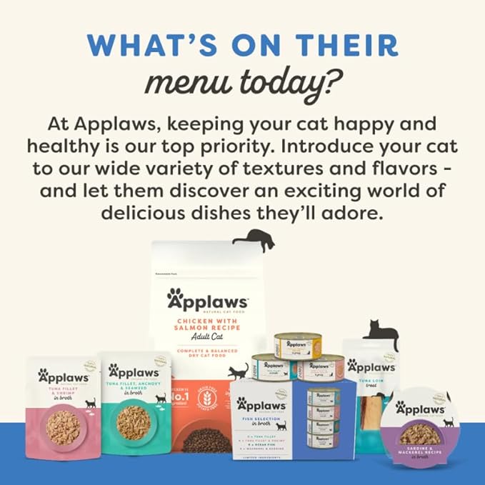Applaws Natural Wet Cat Food in Broth, Limited and Natural Ingredients, High Protein with No Artificial Additives, Tuna Fillet in Broth (10 x 2.12 oz Easy-Open Cups)