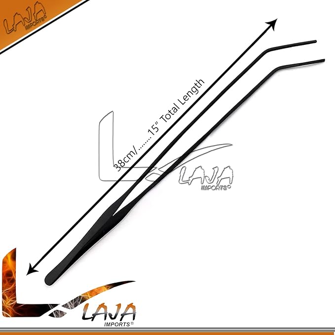 38cm/15 Inch Stainless Steel Black Tweezer Curved Tip Tweezer Aquarium Tank Aquatic Plants Tongs Tweezers Tools