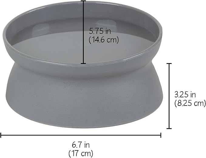 Kitty City Elevated Cat Bowls (Set of 2), Whisker-Friendly Raised Cat Food & Water Dishes, Modern Pedestal Design, Dishwasher Safe, 10.8 oz Each – White & Gray