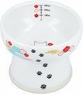 Necoichi Elevated Cat Water Bowl – Ceramic Raised Cat Bowl, Prevents Neck & Whisker Fatigue – Dishwasher & Microwave Safe – Pet Water Bowl for Cats (Fuji, Extra Tall)