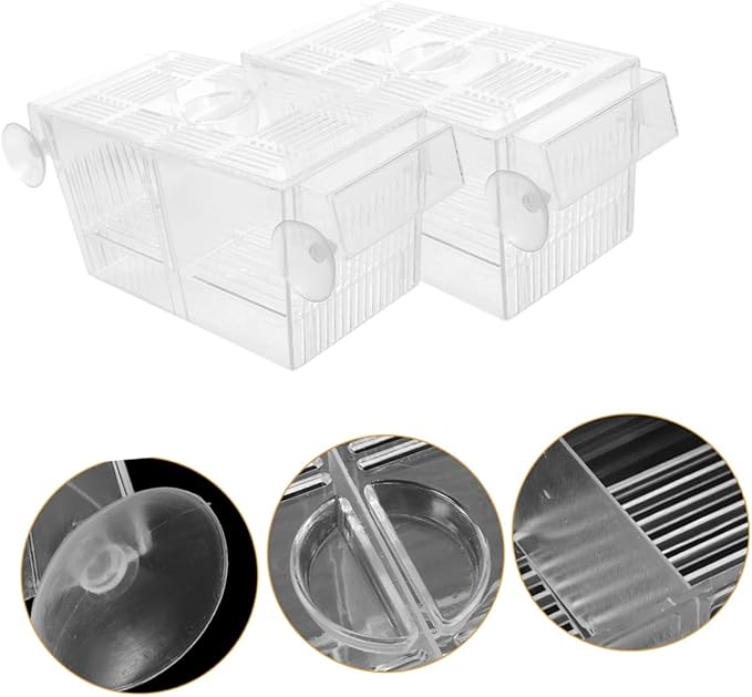 Happyyami 2pcs Fish Tank Breeding Box Aquarium Incubator for Juvenile Fish Viewing Cup Attached Isolation for Pregnant