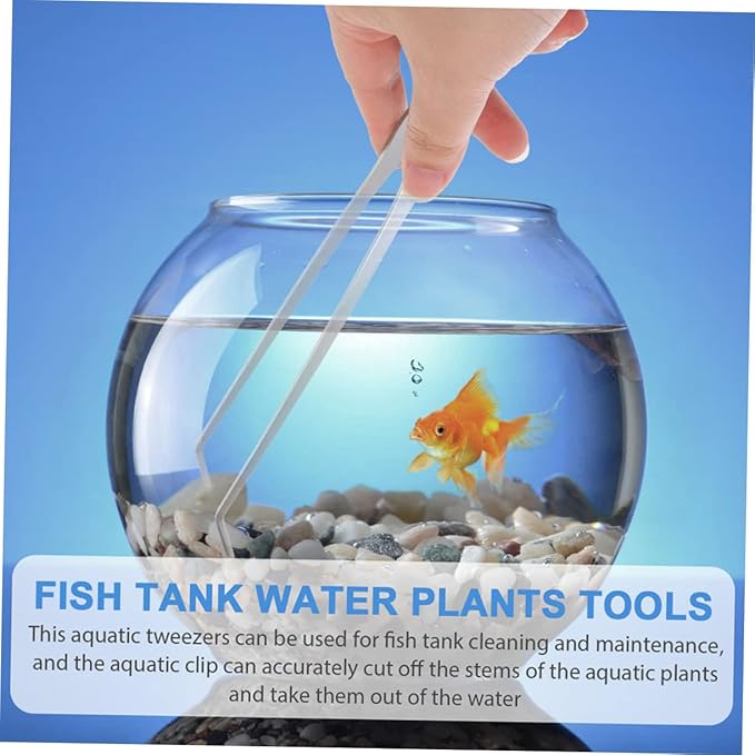BESPORTBLE 2pcs Stainless Steel Aquarium Plants Tweezers Straight Curved Tongs for Fish Tank Maintenance Trimming Tools for Aquatic Plants Care