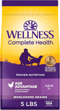 Wellness Complete Health Age Advantage Senior Dry Dog Food, Wholesome Grain Kibble, Natural, Chicken and Barley Recipe, 5 lb Bag