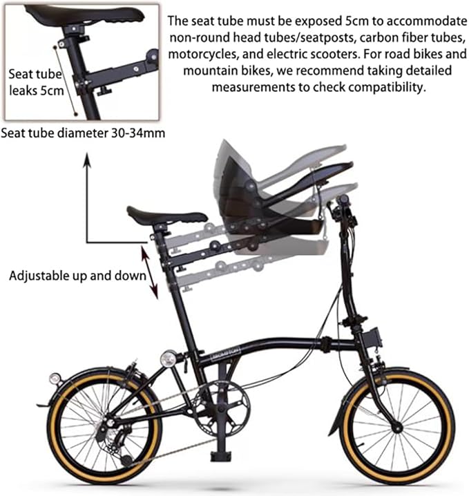 Dog Bike Seat – Front Bicycle Pet Seat with Adjustable Bracket, Backrest Angle & 3-Point Safety Harness, Footrest Extension, Fits 30–34 Mm Seat Tubes – Small Dog Bike Carrier(Black)
