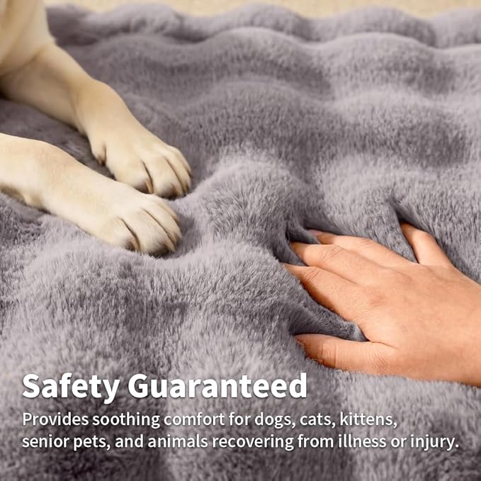 Dog Blanket Self-Warming Throw for Medium & Large Dogs, Dual-Side Sherpa Plush, Thick Crate Bed Cover & Car Seat Mat, Anti-Static Machine Washable No Shrink, 39x30 Inch Gray