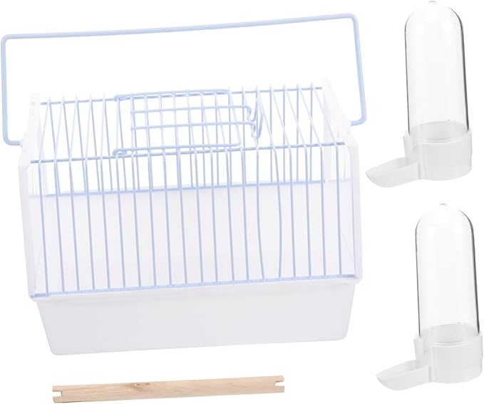 Happyyami 1set Portable Bird Carrier Cage Lightweight Travel Cage for Parrots for Hiking Shopping and Camping Breathable Metal Structure for Parakeets and Conures