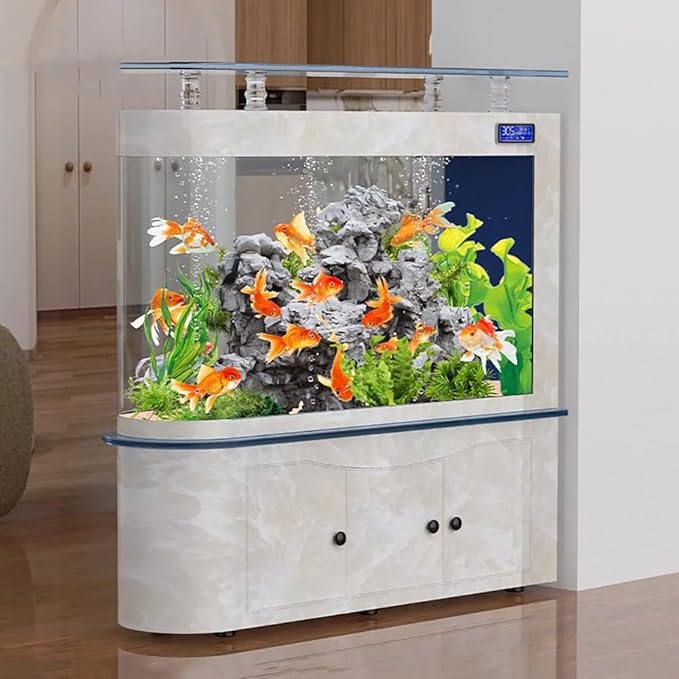 68 Gallon Aquarium Fish Tank,LCD Screen,Large Glass Fishbowl,Bottom Filtration,Heavy Duty Glass Aquarium Kit,Ultra-High-Definition Glass,Screen Display Fish Tan,F