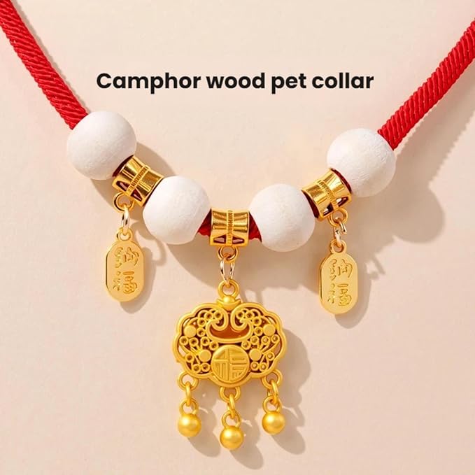 Camphor Wood Pet Collar for Dogs Cats, Natural Solid Wood Adjustable Necklace, Anti-Tick Flea Repellent Deodorant Aromatherapy, Safe Comfortable Eco-Friendly Handmade Pet Accessories