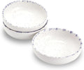 Howise Ceramic Cat Bowls, 5.19 in Cat Food Bowl Cat Dishes for Food and Water, 3 Pack Shallow Pet Bowls for Indoor Cats, White with Violet Blue