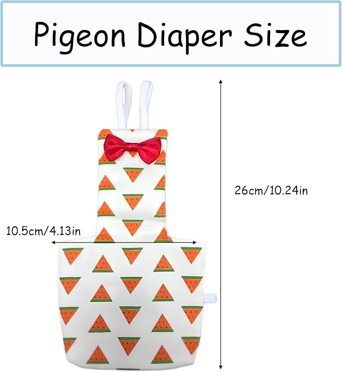 Bird Diapers, Bird Leash Harness and Diaper Set, Parrot Nappy, Diapers for Birds Cockatiel Parrot (XL-Watermelon)